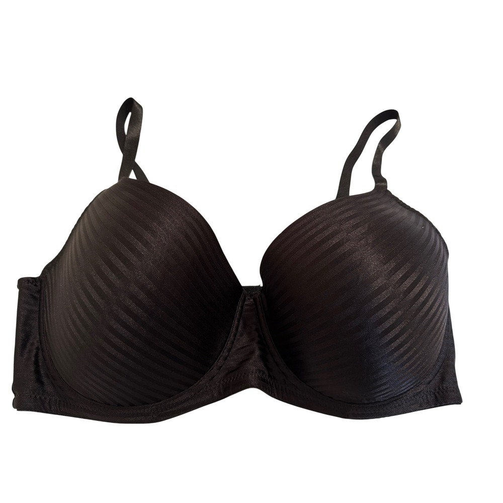 Just Be Black Tonal Stripe Padded Underwire Bra 40D Adjustable Straps